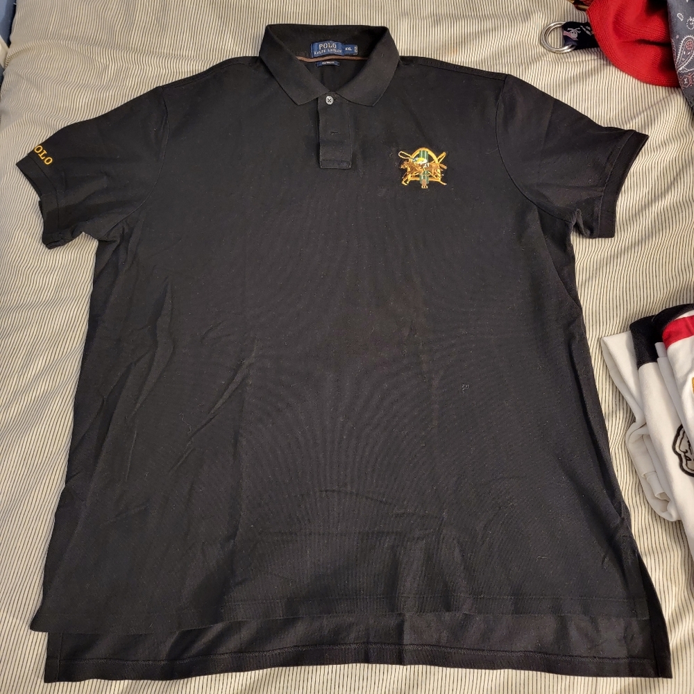 RALPH LAUREN SIZE XL BLACK W GOLD LOGOS